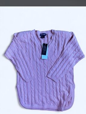 Vintage Pink Silk Cable knit Pierre Cardin Sweater